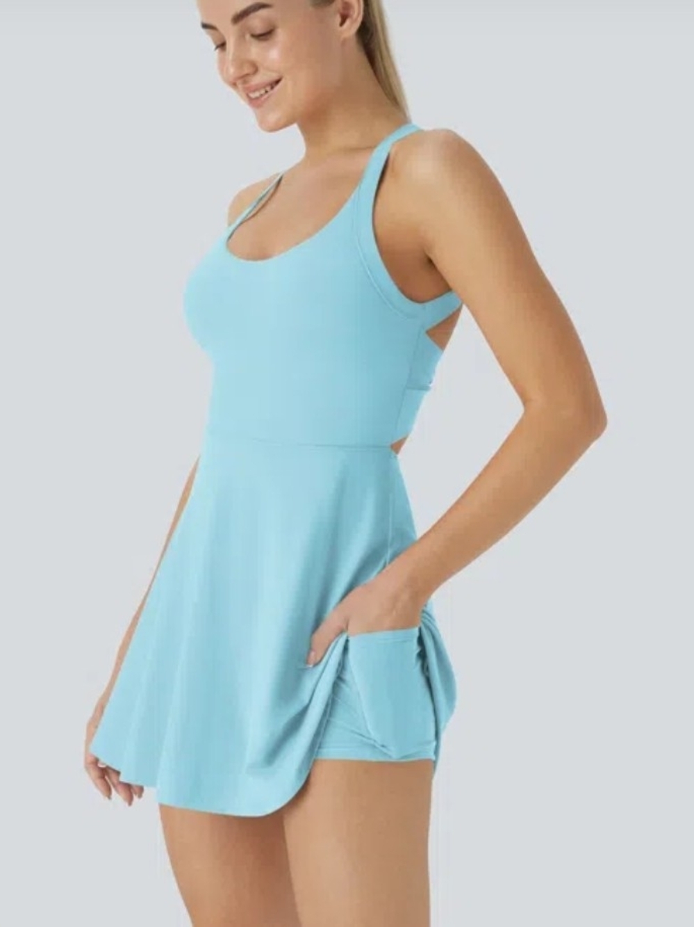 HALARA Light Blue Active Skort Jumpsuit